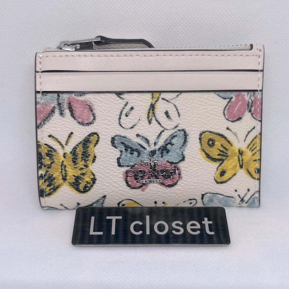 Last one! NWT COACH CAR22 Mini Skinny Id Case With Butterfly Print